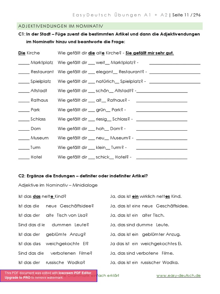 EasyDeutsch - Grammatikuebungen - Level - A1 - A2 - V4 Export | PDF