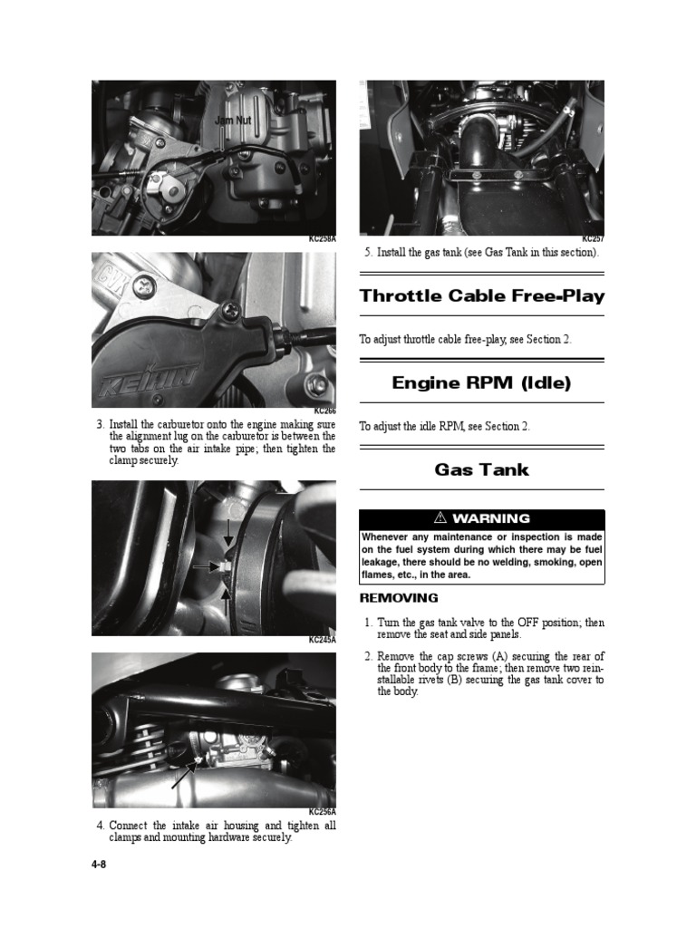 Throttle Cable FreePlay ! Warning PDF Throttle Carburetor