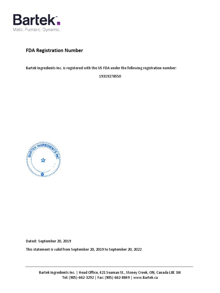 FDA Registration Number - Sep 2022 | PDF | Finance & Money Management | Law
