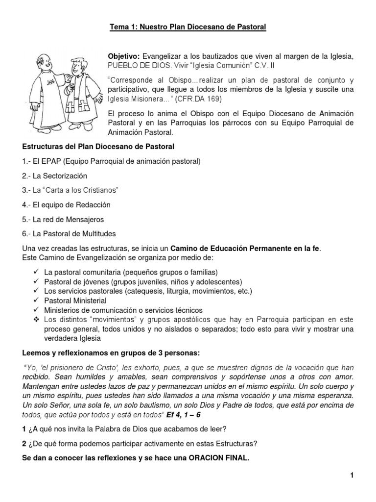 Tema 1. Plan Diocesano de Pastoral | PDF | Iglesia Católica ...