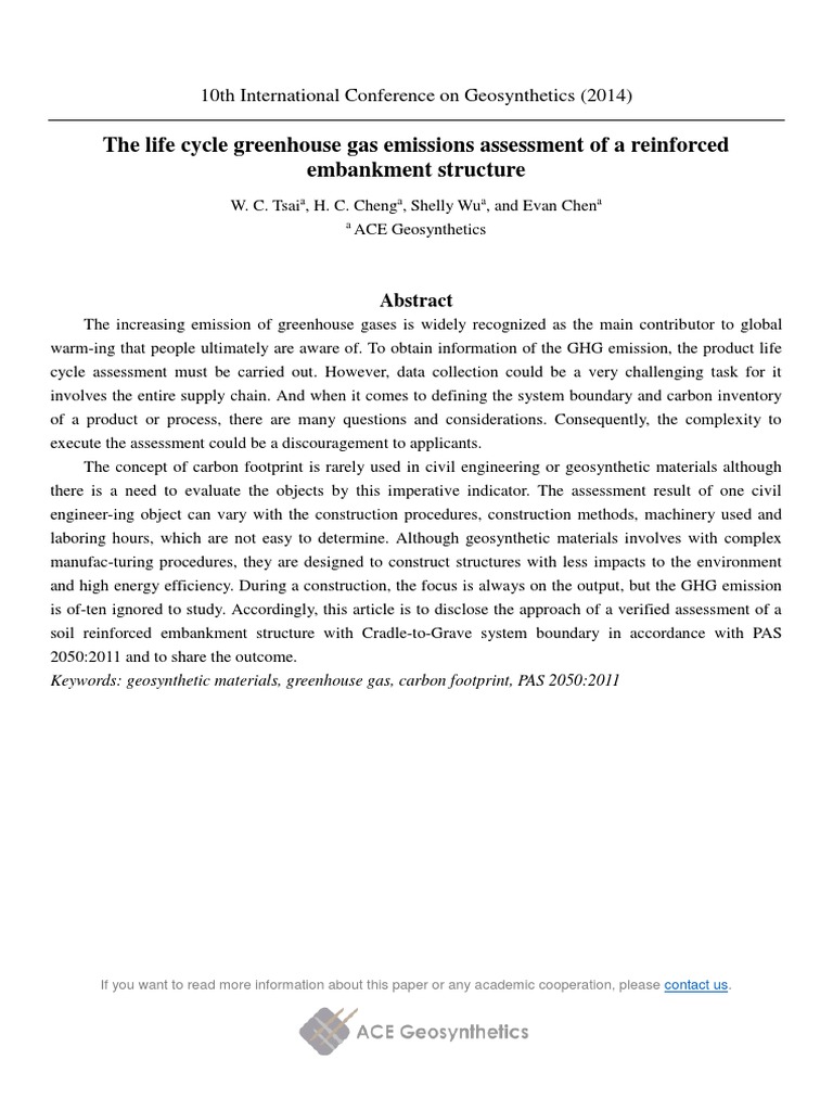 The Life Cycle Greenhouse Gas Emissions Assessment of A Reinforced ...