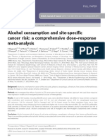 Consumo de Alcohol y Riesgo de Cáncer en Un Sitio Específico Un Metanálisis Integral de Dosis-Respuesta