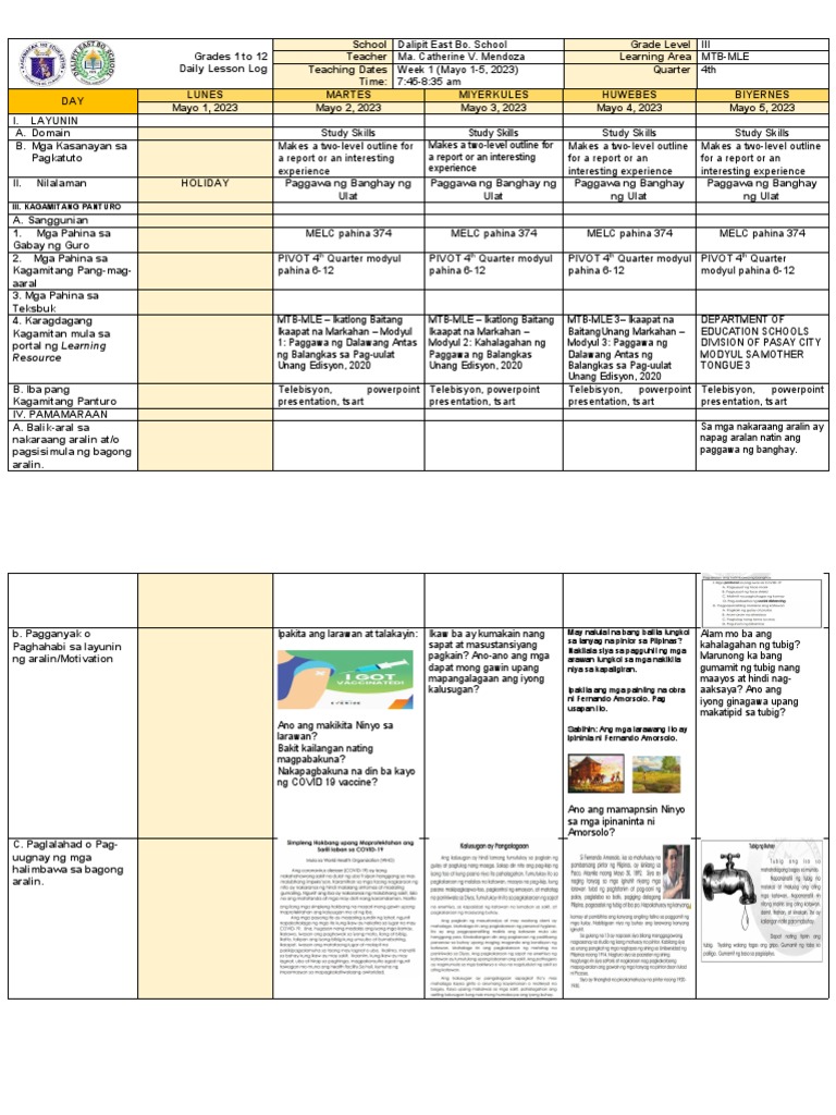 DLL Mtbmle Q4 Week1 | PDF
