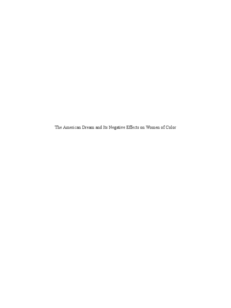 American Dream and Its Affects On Women of Color | PDF