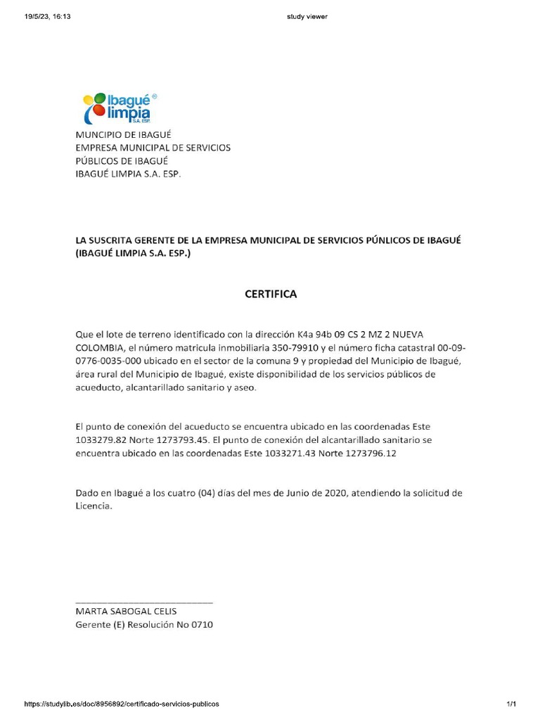 Modelo Oficio Servicios Publicos | PDF