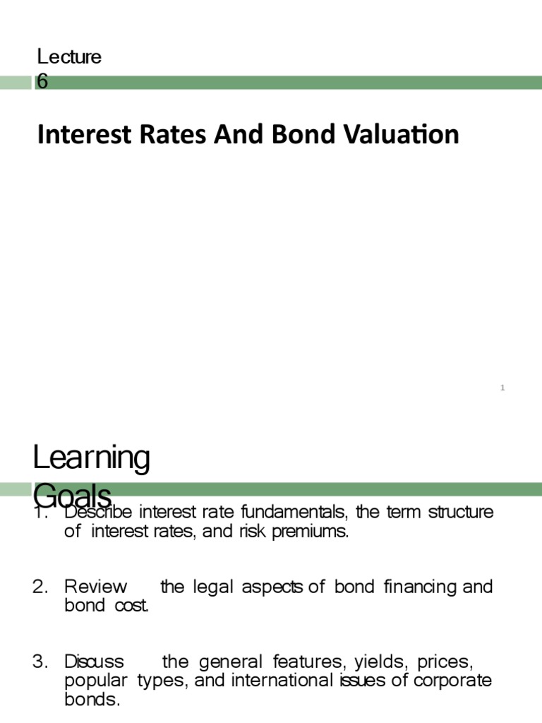 Lecture 6 Interest Rates And Bond Valuation Pdf Bonds Finance