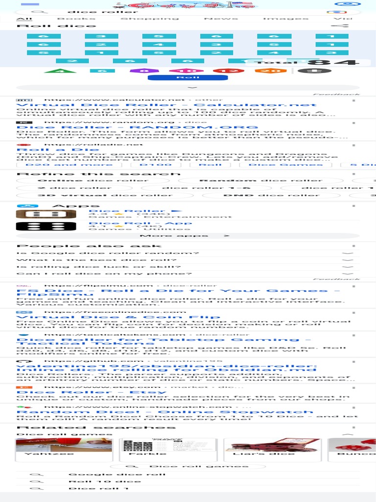 Dice Roller Google Search PDF