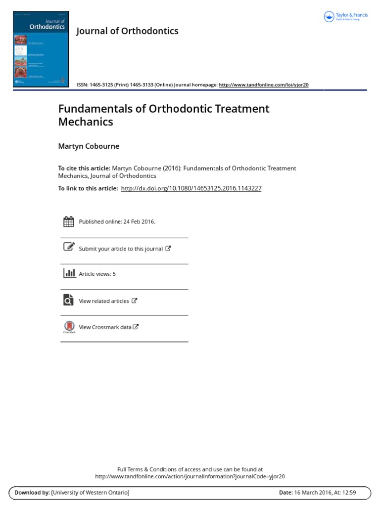 Fundamentals of Orthodontic Treatment Mechanics | PDF | Orthodontics ...