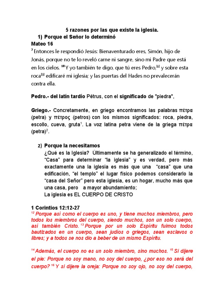 5 Razones Por Las Que Existe La Iglesia | PDF