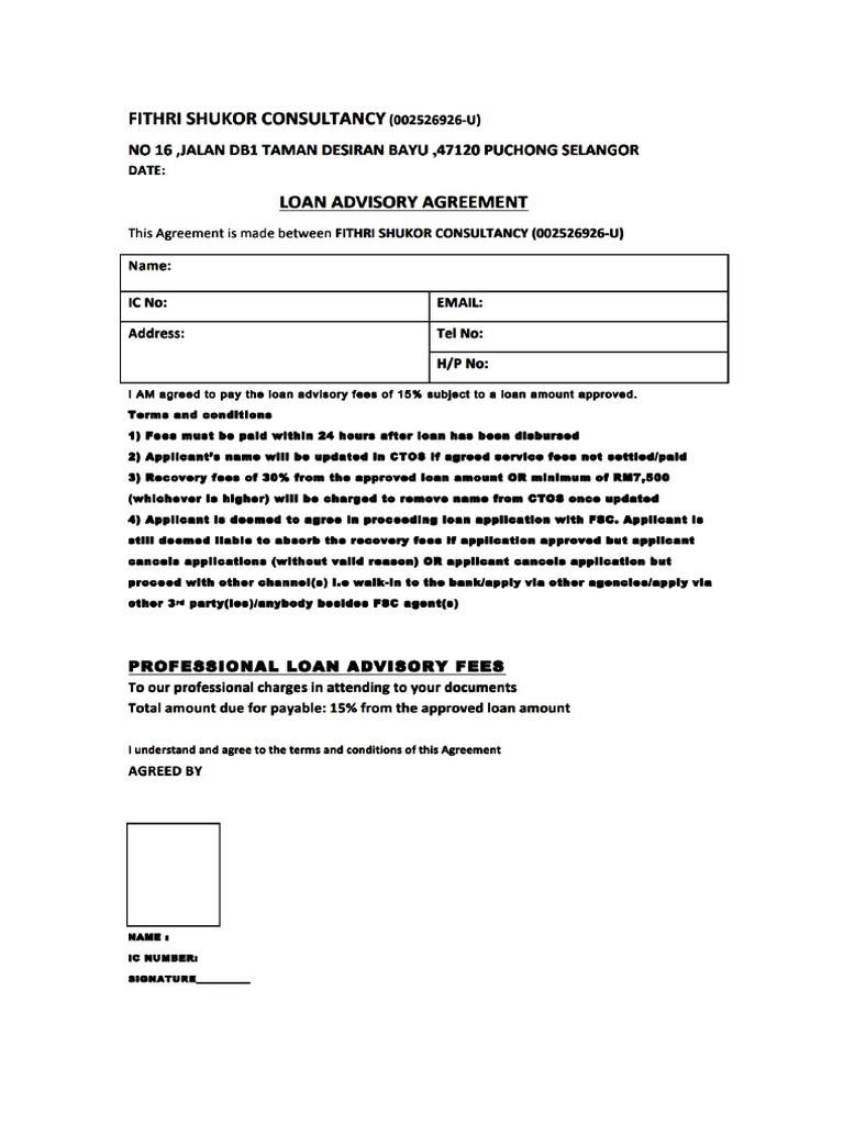 Loan Advisory Agreement-3 | PDF