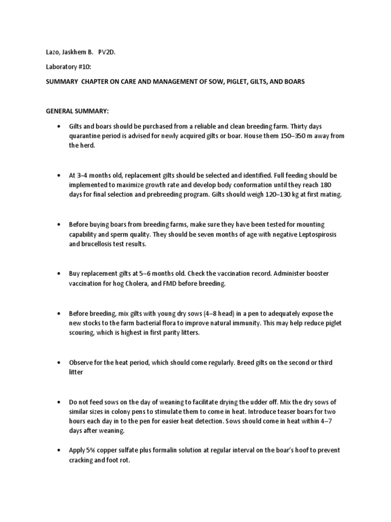 Swine Care & Management Guide | PDF | Pig | Wild Boar