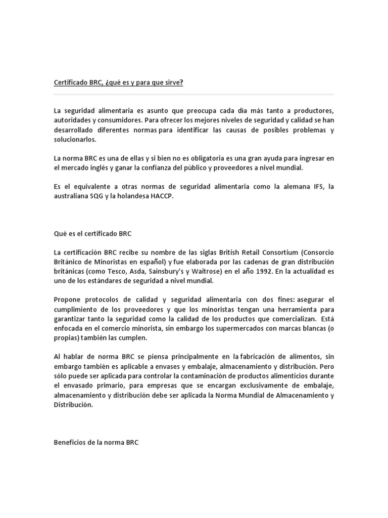 10 3 1 b certificado brc pdf seguridad alimenticia an lisis de