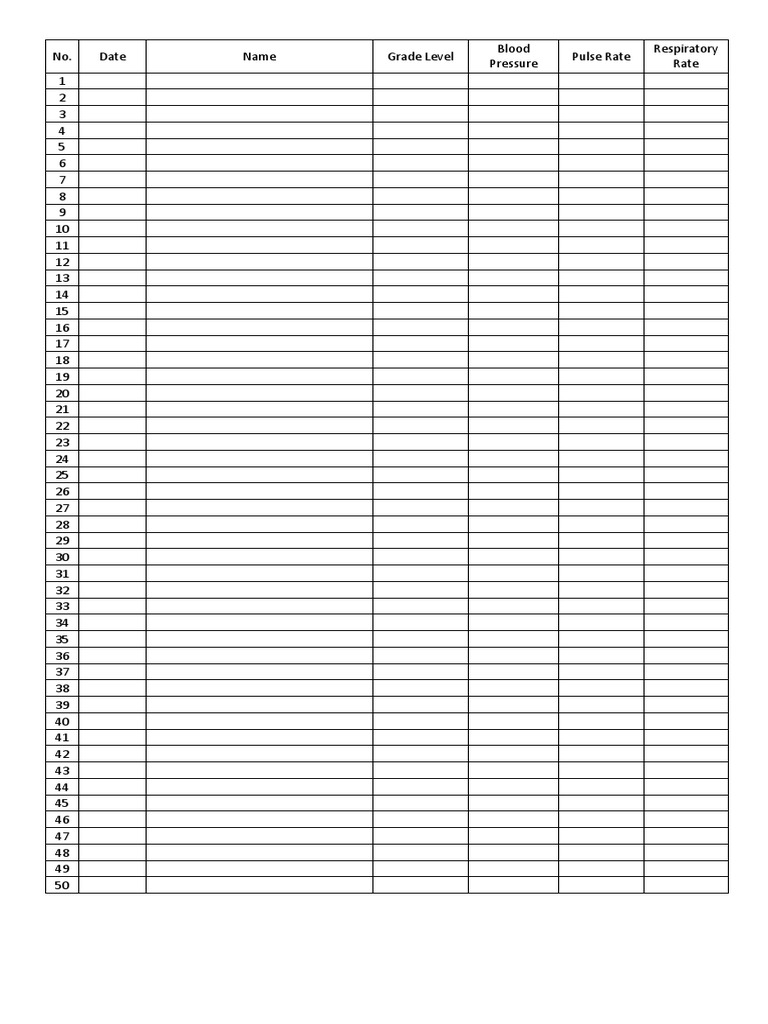 Printable Vital Signs Chart Template | PDF | Clinical Medicine | Physiology