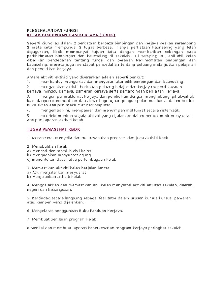 Pengenalan Dan Fungsi Kelab Kerjaya Pdf