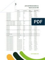 Lista de Precios Magro - Vigencia Junio 2022