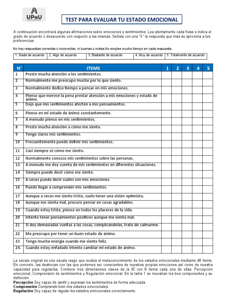 Test de Evaluación Emocional para Adolescentes | PDF | Las emociones ...