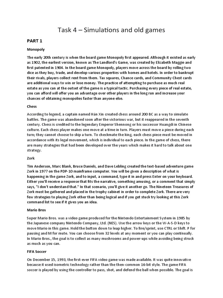 Task 4 Game History PDF Video Game Consoles Virtual Reality