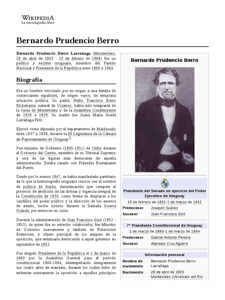 Bernardo Prudencio Berro PDF Uruguay
