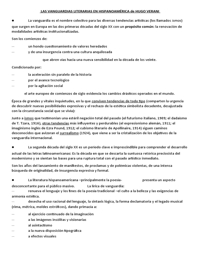 Las Vanguardias Literarias en Hispanoamerica. Hugo Verani | PDF | Clásicos