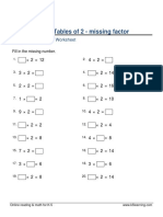 Grade 2 Multiplication Table 2 Missing Factor B