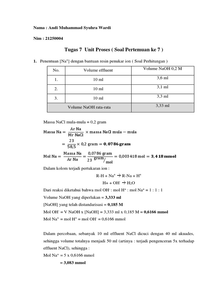 Soal dan Perhitungan Unit Proses 7 | PDF