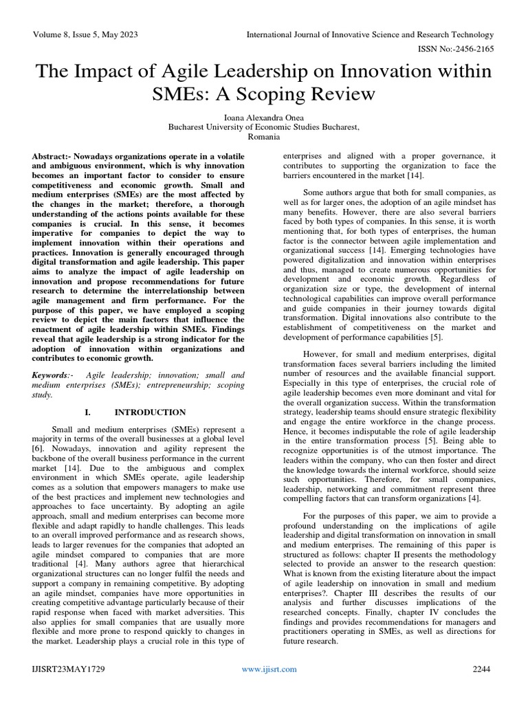 Agile Leadership's Role in SME Innovation | PDF | Leadership ...