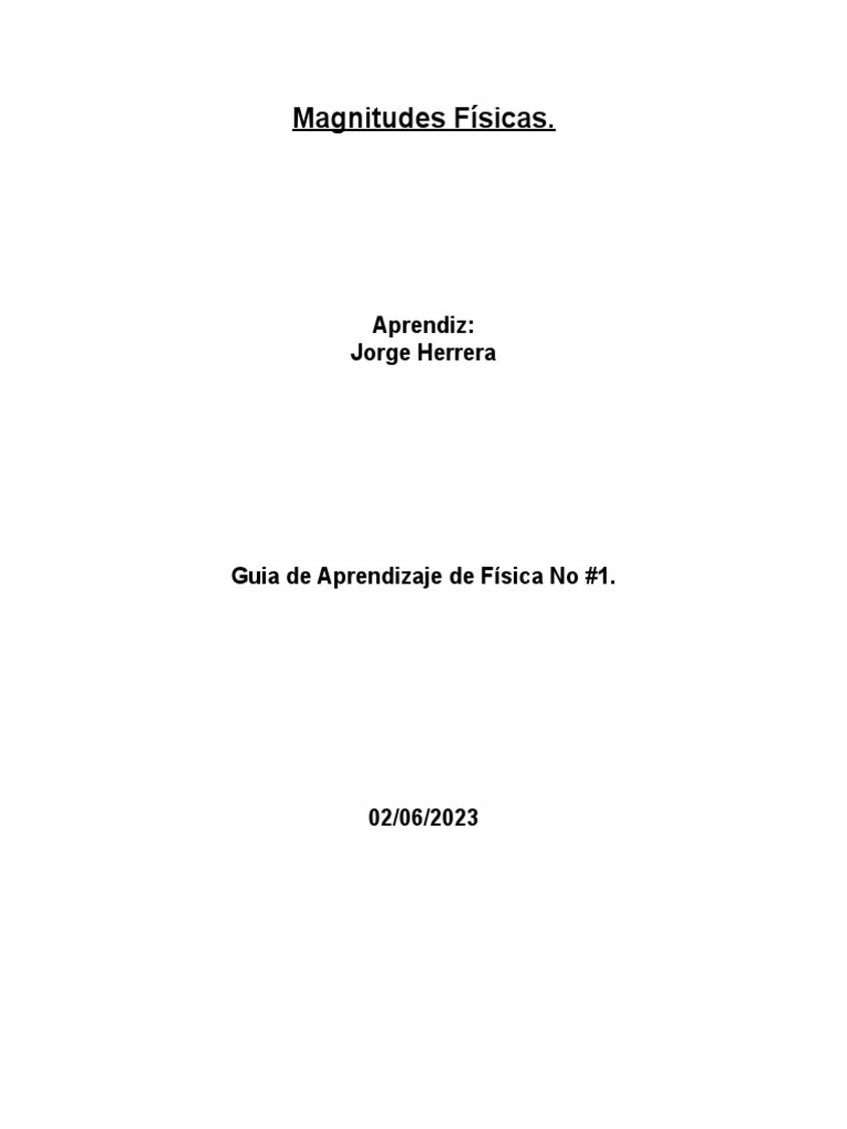 GUIA DE FISICA No 1 TS 41 Jorge Herrera | PDF | Física | Teoría de la ...