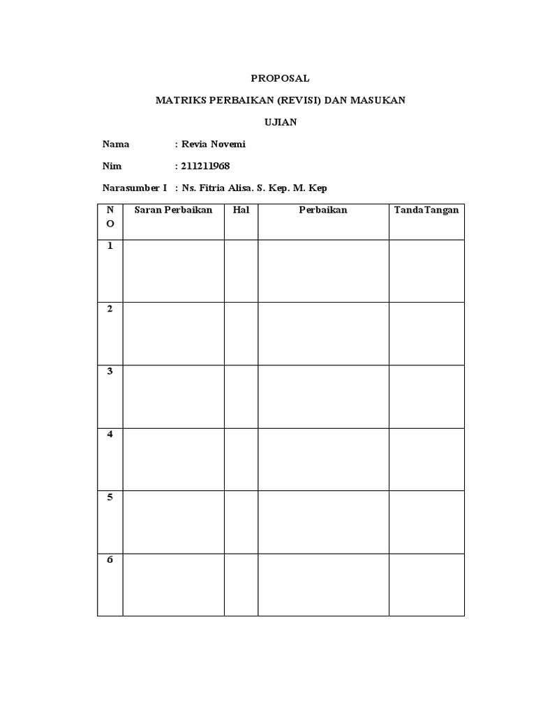 Matriks Revisi Proposal Ujian | PDF