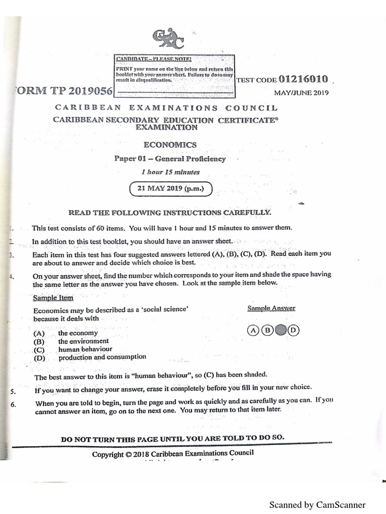 June 2019 Economics Paper 1 | PDF