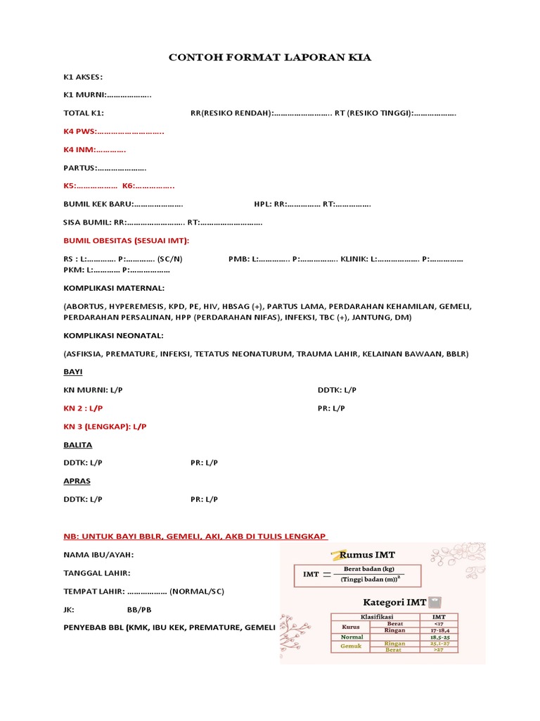 Contoh Format Laporan KIA Terbaru | PDF | Kajian Bahasa Asing | Sains ...