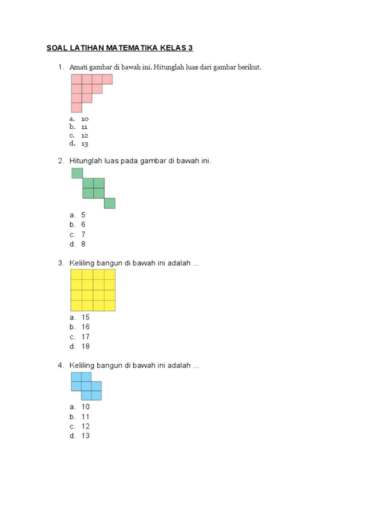Soal Latihan Matematika Kelas 3 Pdf