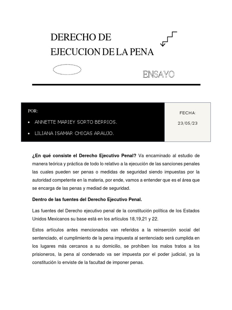 Derecho de Ejecución de la Pena | PDF | Prisión | Derecho penal