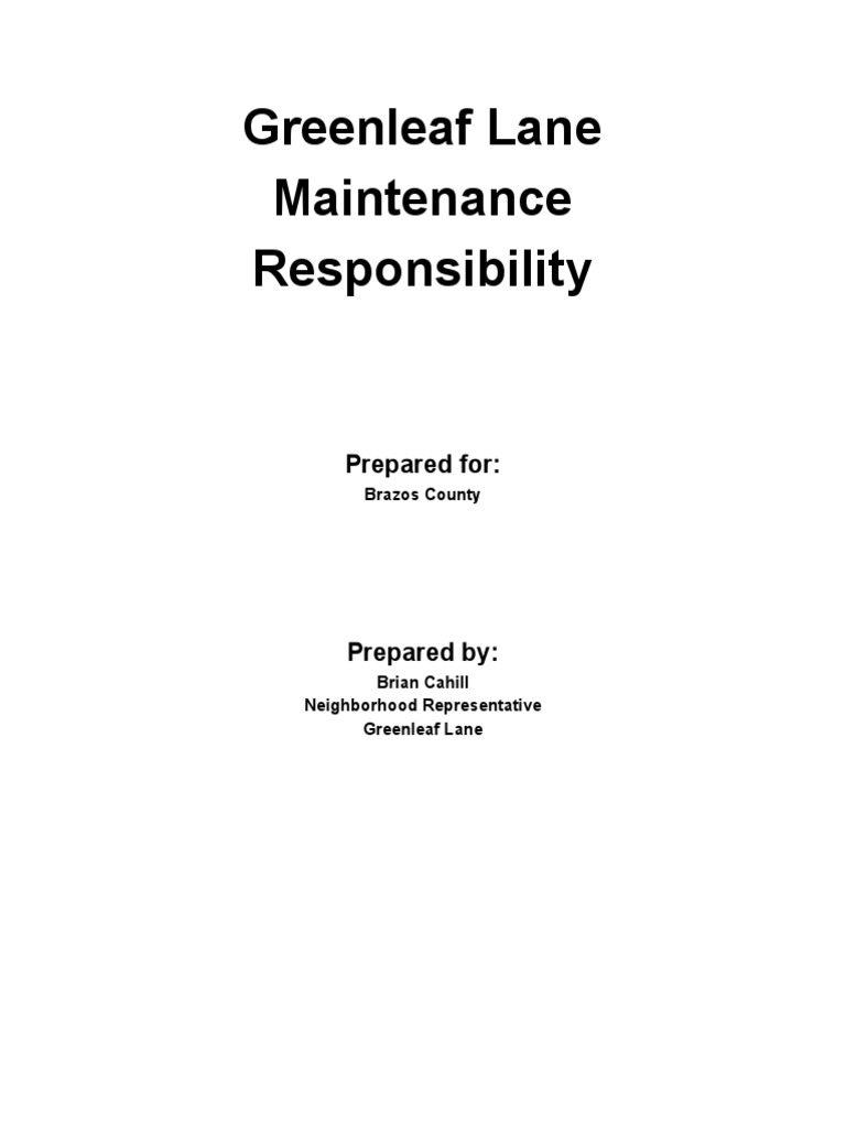 Greenleaf Lane Presentation PDF Easement Road