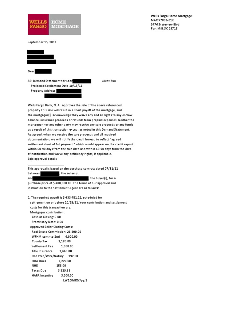Wells Fargo Approval PDF Collection Agency Mortgage Law