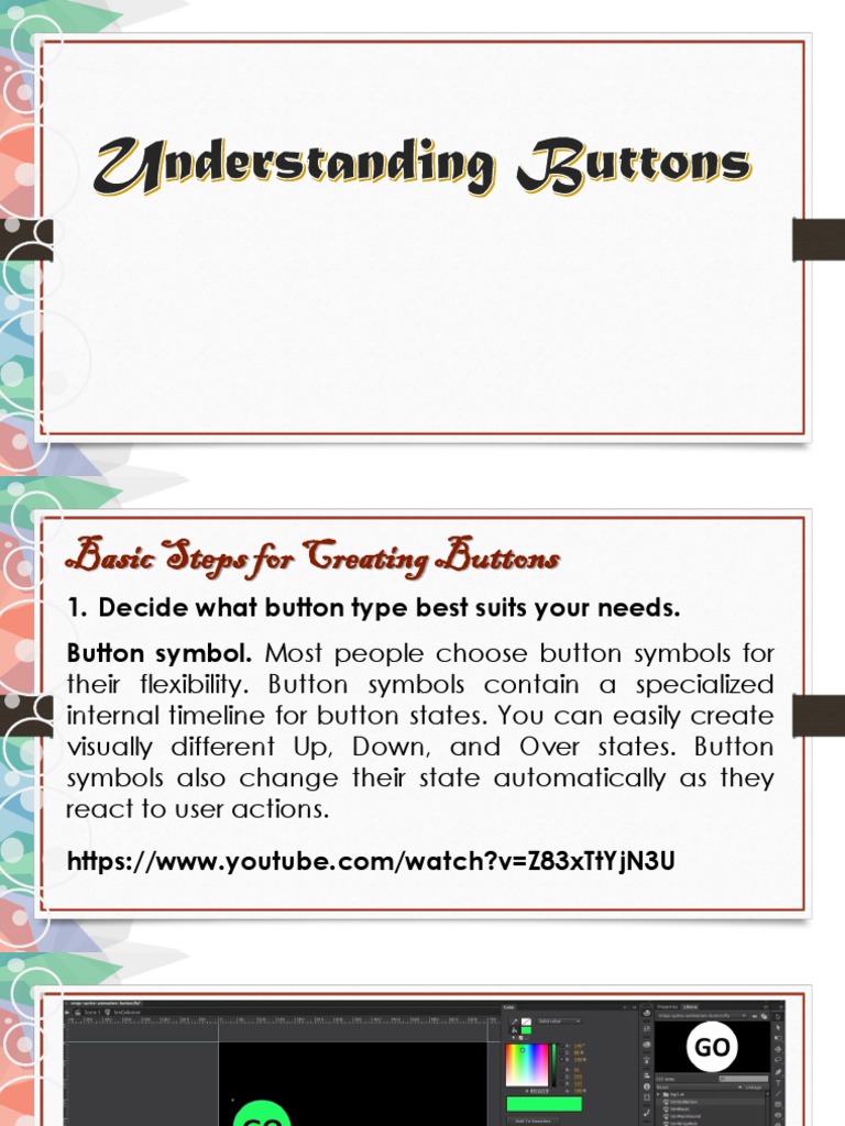 Lesson 8 Understanding Buttons PDF Button Action Script