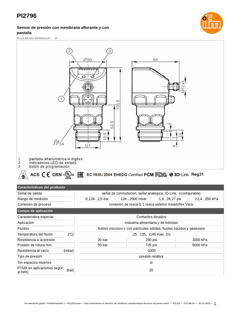 Pi2796 01 - Es Es | PDF | Presión | Cantidad