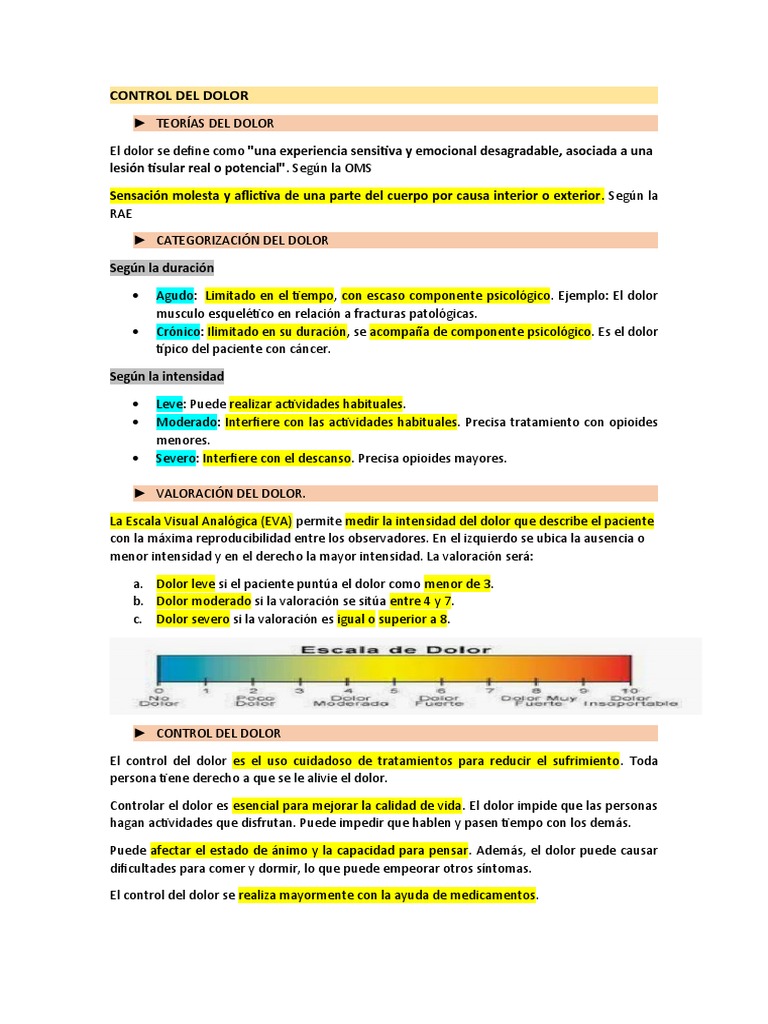 Control del Dolor y Escala EVA en Enfermería | PDF | Salud y bienestar