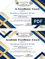 Academic Excellence Certificate