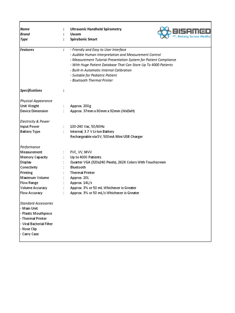Portable Spirometer for Clinics | PDF