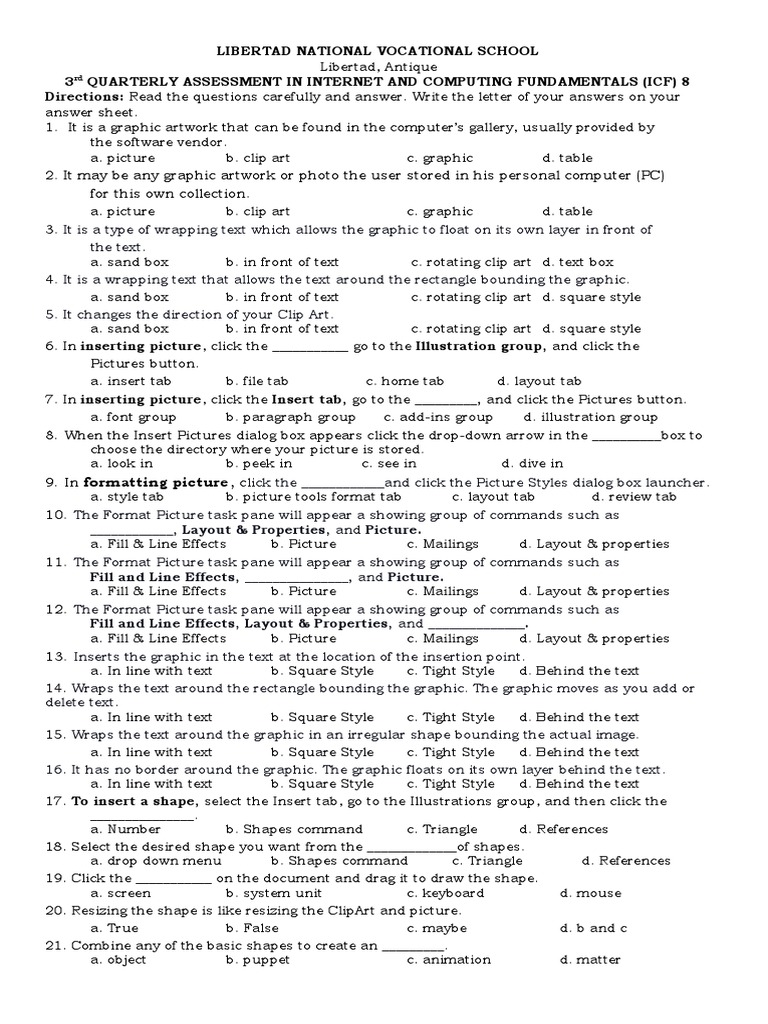 ICF 8 Quarterly Assessment Guide | PDF | Page Layout | Computing