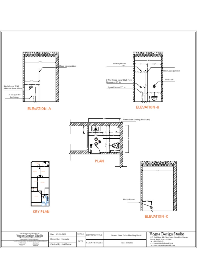 Ravi Mittal Ji Ground Floror Toilet Plumbing Detail | PDF | Hydraulic ...