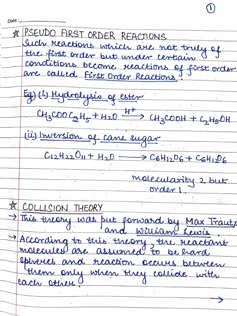 Chemical kinetics notes collision theory pdf