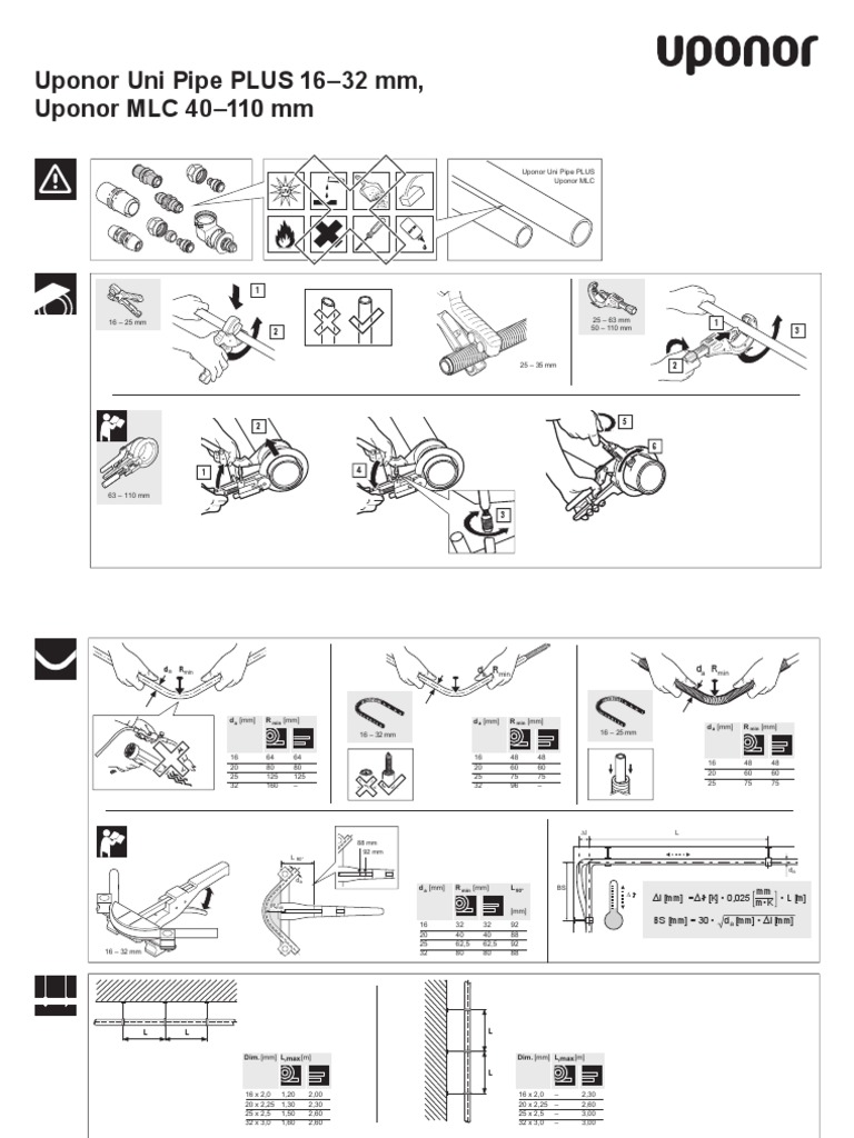 Uponor Installation Manual Uni Pipe PLUS 16 32 MLC 40 110 INT 1062301