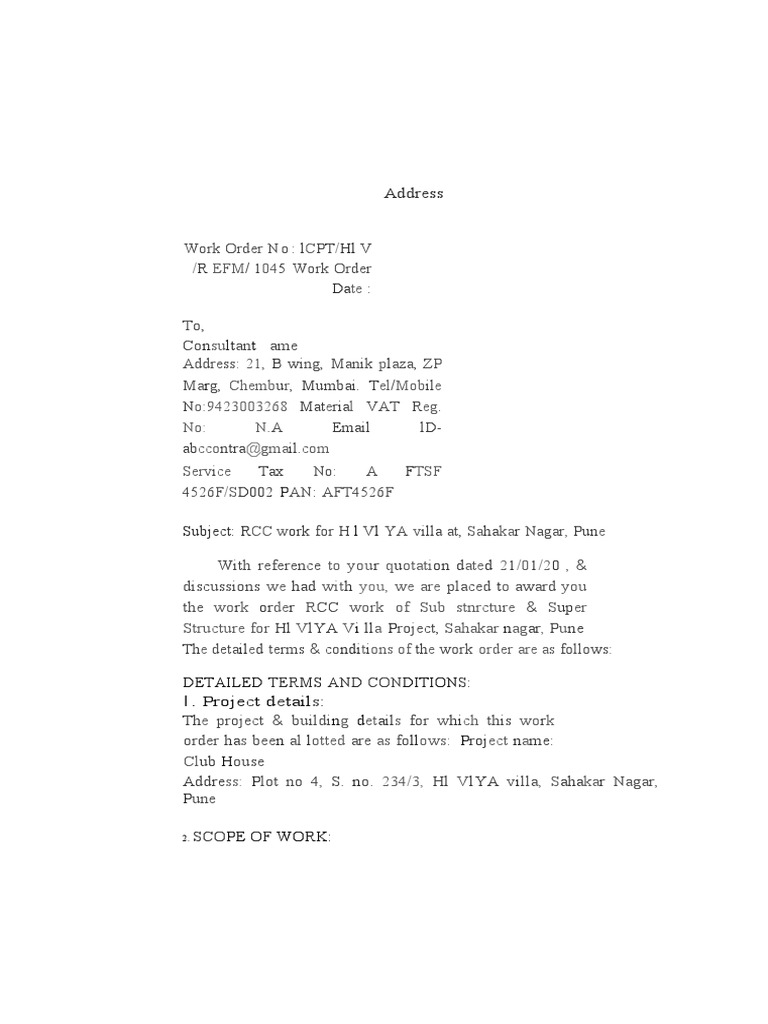 Work Order | PDF | Employment