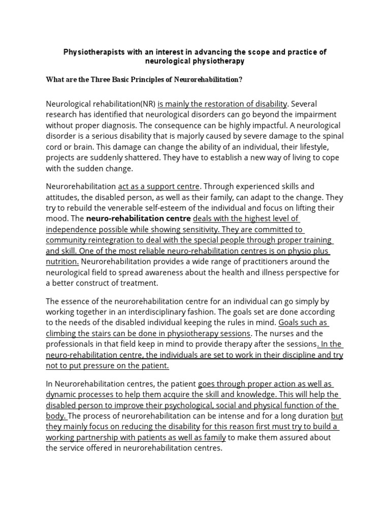 Principles of Neurorehabilitation Explained | PDF | Physical Therapy ...
