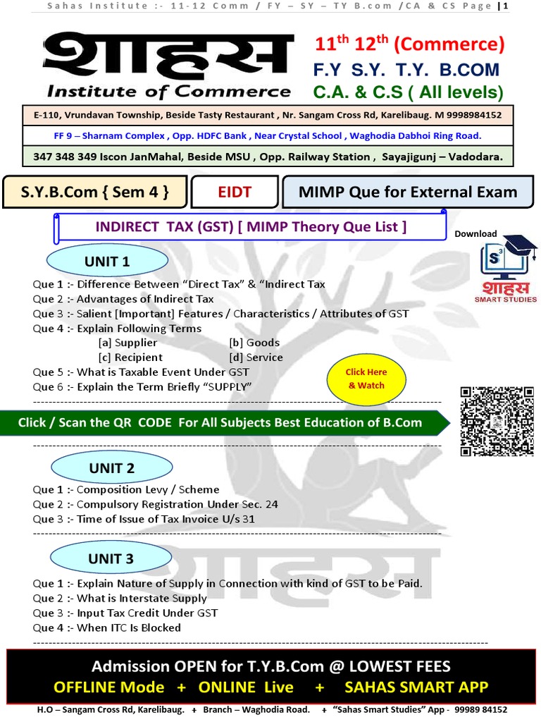 1) IDT MIMP Theory Ques (SAHAS INSTITUTE) | PDF | Business | Finance ...