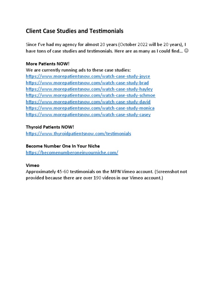 Case Studies & Testimonials Hub | PDF