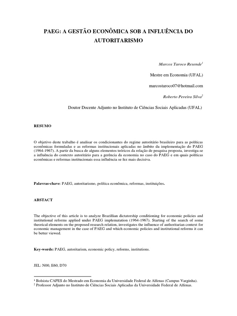 PAEG: Autoritarismo e Políticas Econômicas | PDF | Economia | Inflação