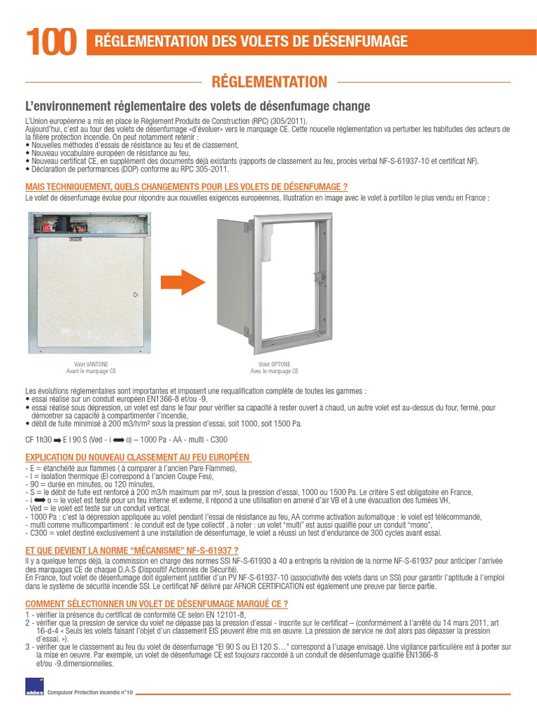Documentation Technique Optone Volets de Desenfumage | PDF
