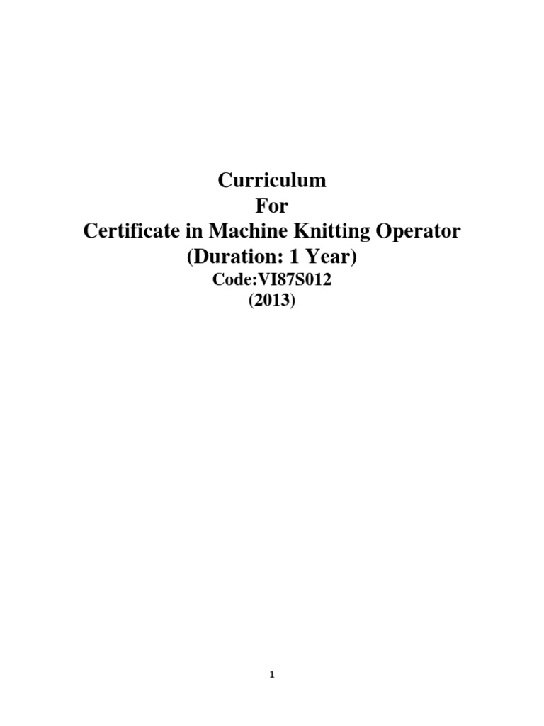 Machine Knitting Operator PDF Knitting Crochet